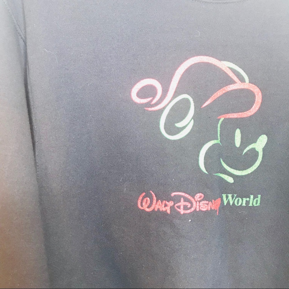 vtg 90s vsco Christmas glitter Mickey Sweatshirt - Picture 5 of 6